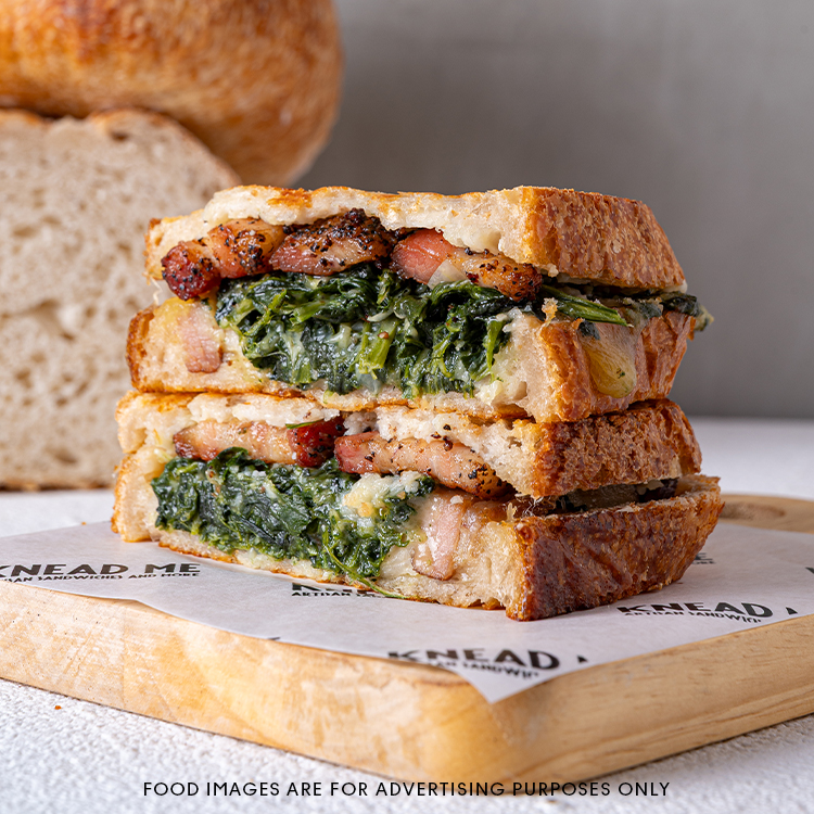 Grilled Sourdough Smoked Bacon & Cheddar Spinach Melt